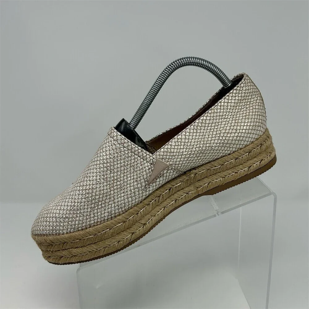 Naturalizer Loafers Womens 10.5M Gold Metallic Espadrille Slip-On Platform